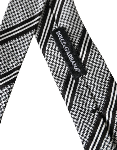 Dark Gray White Stripes Silk Adjustable Tie