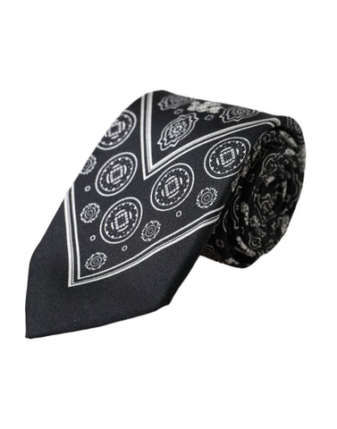 Dark Gray Patterned 100%Silk Adjustable Tie