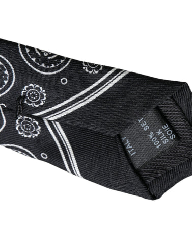 Dark Gray Patterned 100%Silk Adjustable Tie