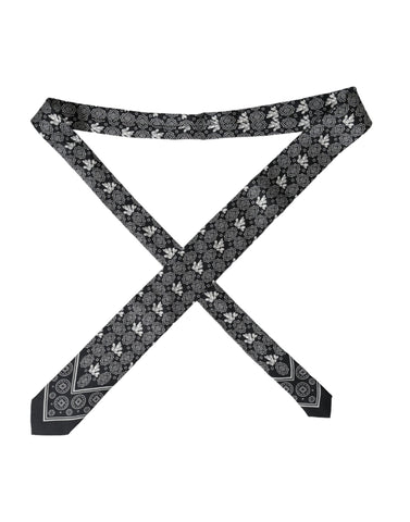 Black patterned 100% silk adjustable tie by Dolce & Gabbana, featuring a stylish design and classic knot style.
