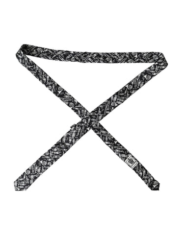 Black silk adjustable tie with trumpet print from Dolce & Gabbana, featuring a stylish and elegant design for formal wear.
