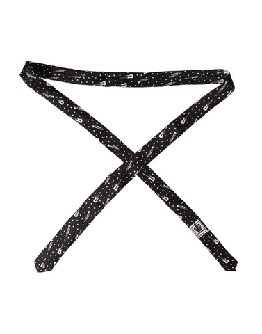 Black silk adjustable tie featuring a guitar print design, crafted by Dolce & Gabbana.