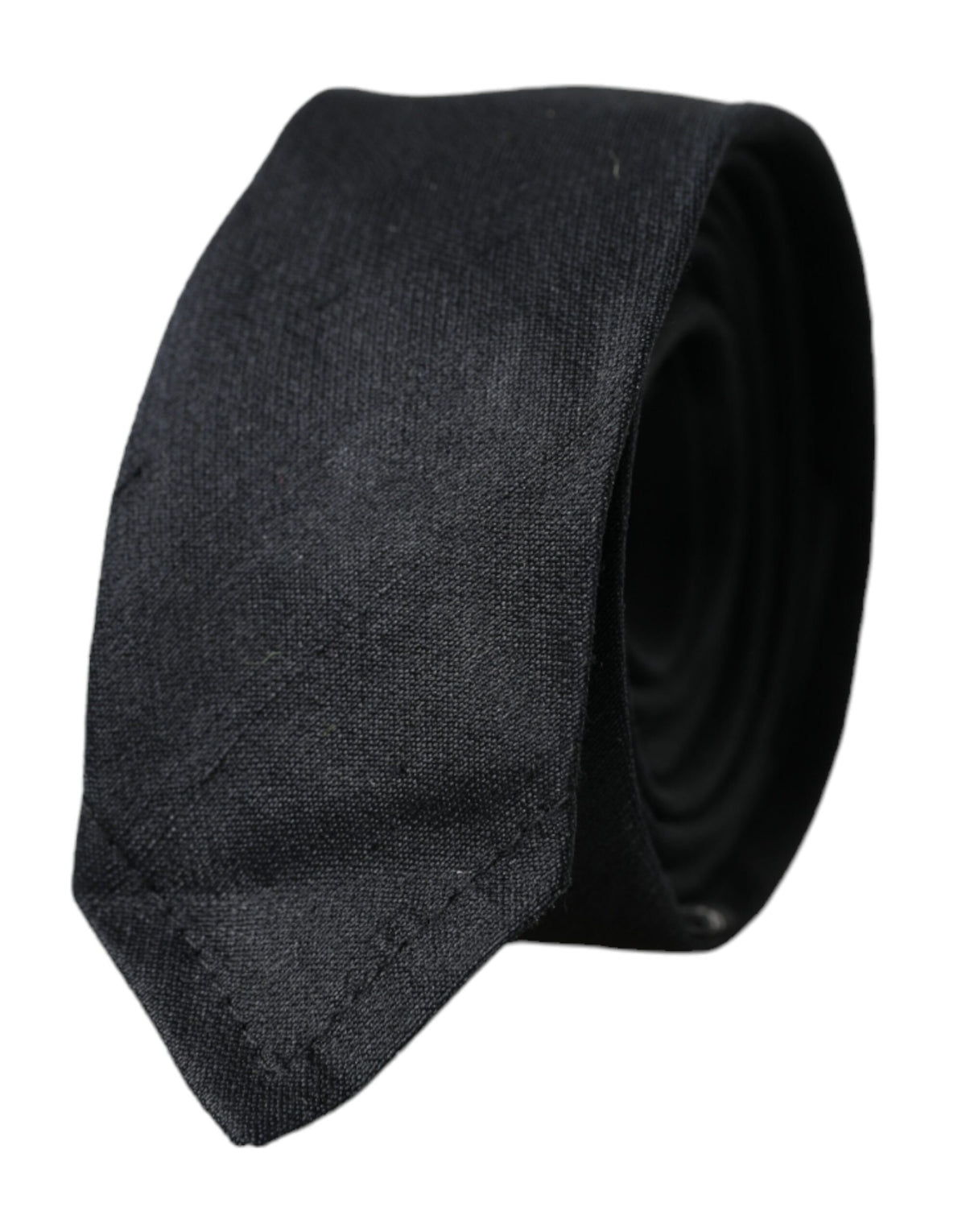 Black solid 100% silk adjustable tie by Dolce & Gabbana, featuring a smooth, sleek fabric and classic design.