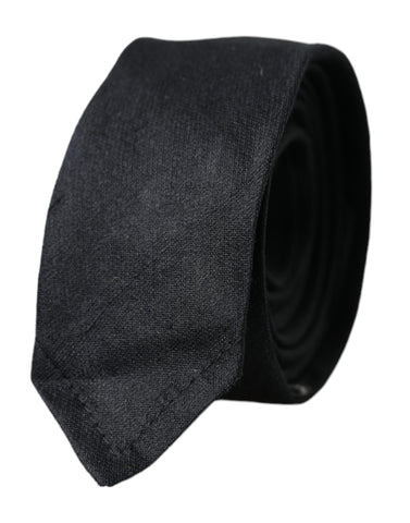 Black solid 100% silk adjustable tie by Dolce & Gabbana, featuring a smooth, sleek fabric and classic design.