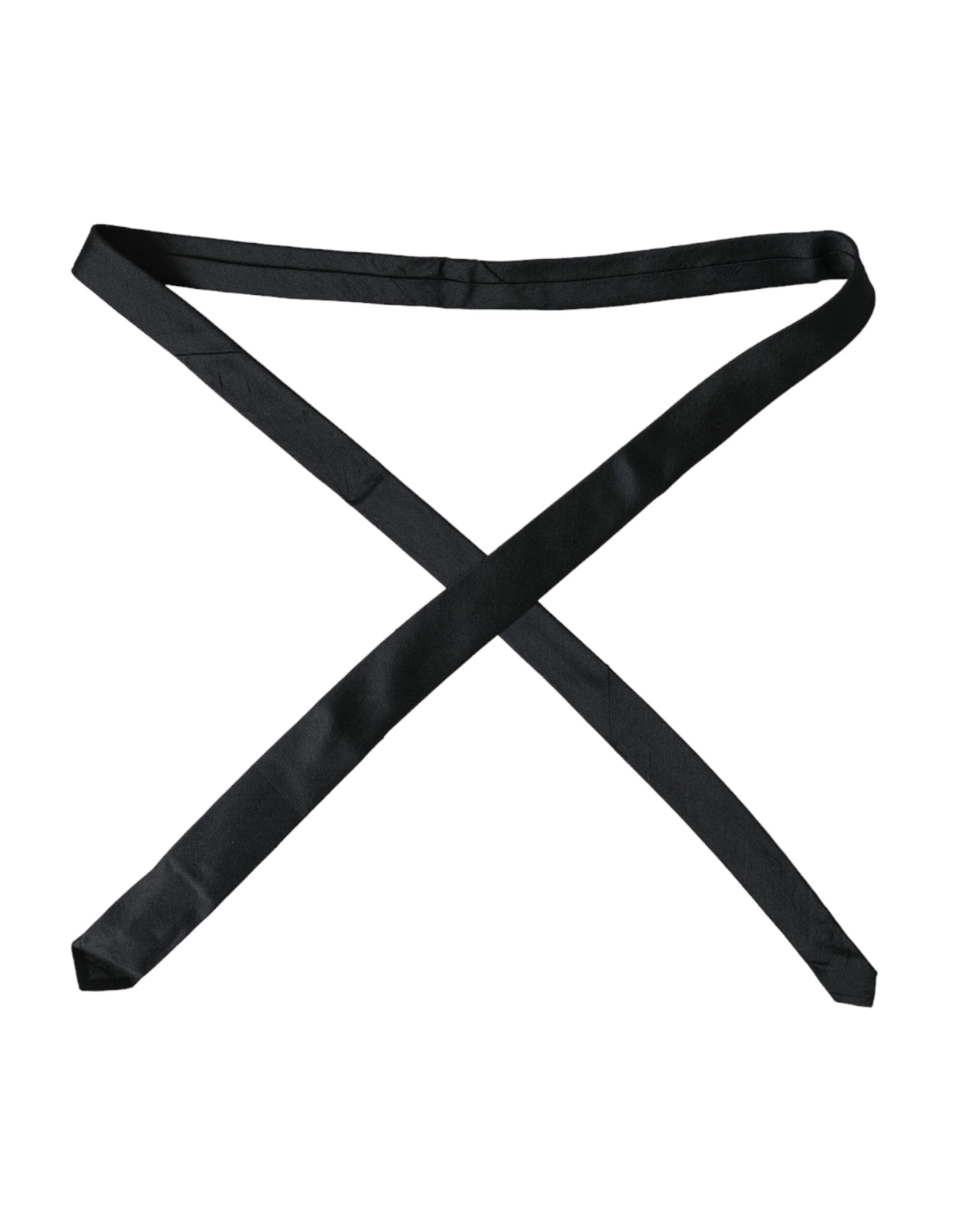 Black solid 100% silk adjustable tie by Dolce & Gabbana, featuring a sleek, smooth fabric and classic design.