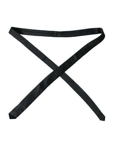 Black solid 100% silk adjustable tie by Dolce & Gabbana, featuring a sleek, smooth fabric and classic design.