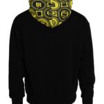 Black cotton hooded sweatshirt with Dolce & Gabbana logo, featuring a relaxed fit and front pocket.