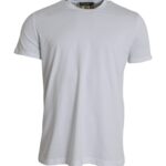 White cotton roundneck short sleeve T-shirt by Dolce & Gabbana, casual fit with smooth fabric and clean design.