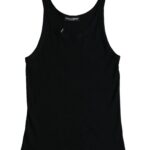 Black sleeveless men's tank top underwear from Dolce & Gabbana, featuring a fitted design and smooth fabric.