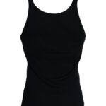 Black sleeveless men's tank top underwear by Dolce & Gabbana, close-up showing fabric texture and fit.