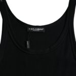Black sleeveless men's tank top underwear by Dolce & Gabbana, showing a close-up of the fitted fabric and logo detail.
