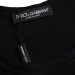 Black sleeveless men's underwear tank top by Dolce & Gabbana, close-up view of fabric and fit.