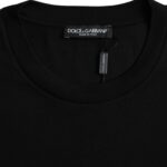 Black cotton round neck short sleeve T-shirt by Dolce & Gabbana, featuring a simple, classic design with short sleeves.