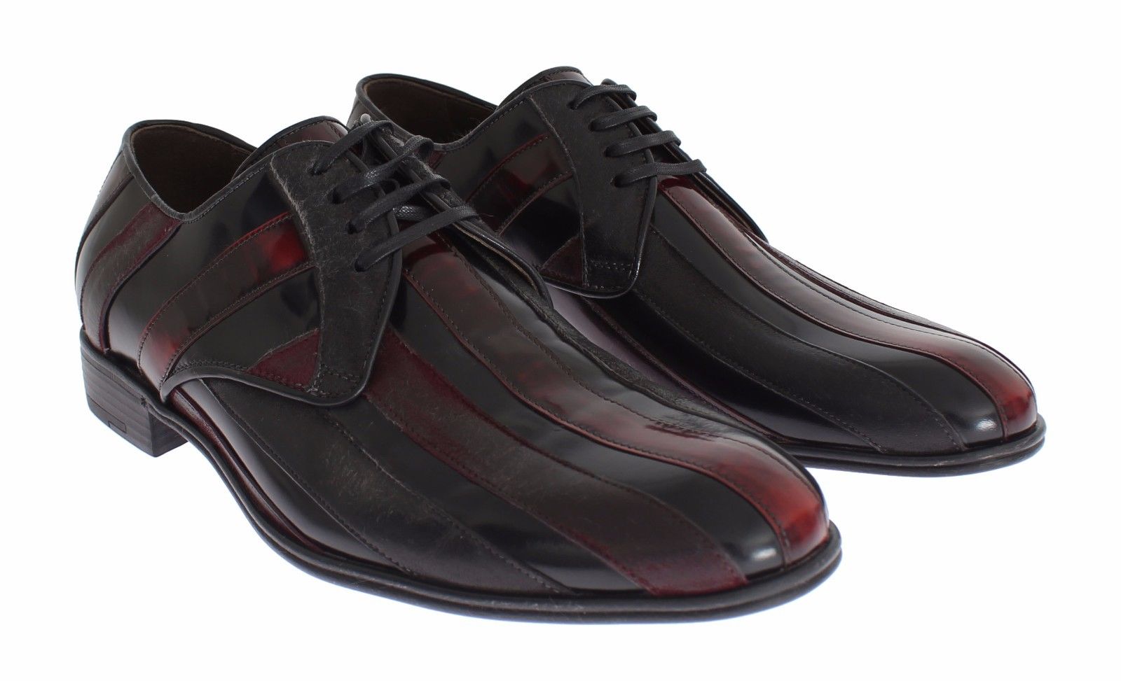 Black Bordeaux leather formal shoes by Dolce & Gabbana, stylish dress shoes with sleek design and polished finish.