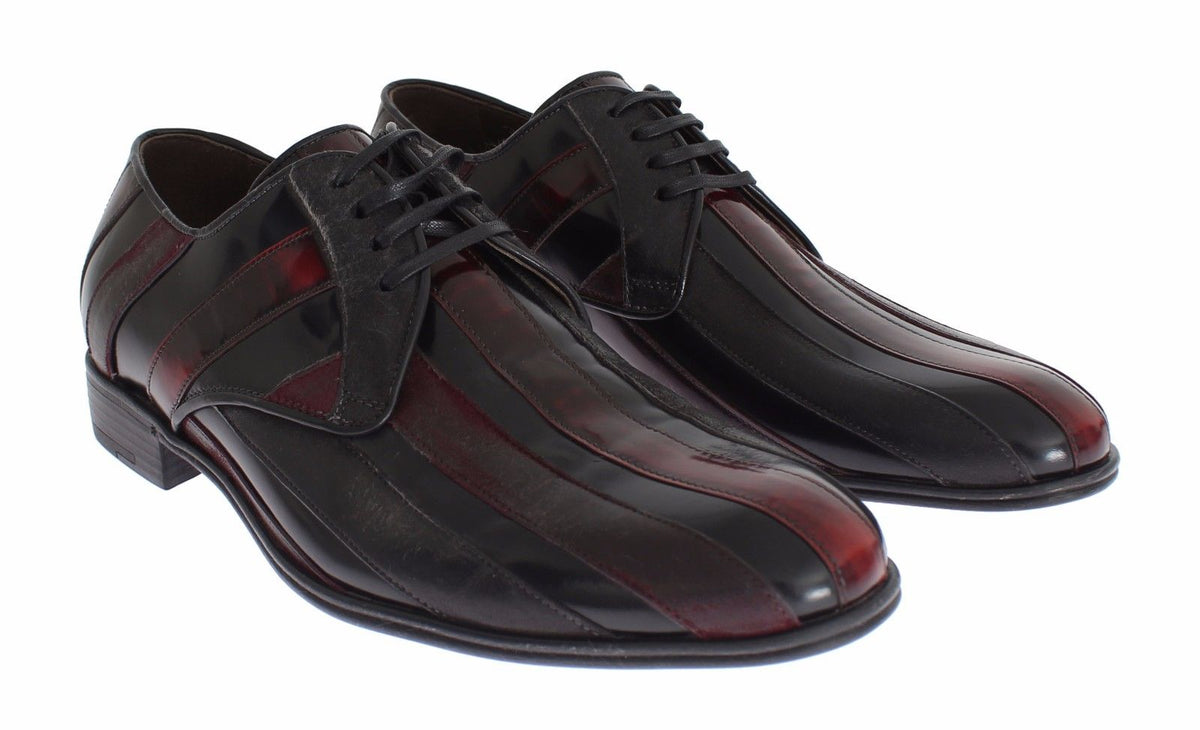 Black Bordeaux leather formal shoes by Dolce & Gabbana, stylish dress shoes with sleek design and polished finish.