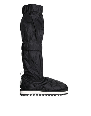 Black quilted high-top sneakers by Dolce & Gabbana, featuring a stylish design and textured quilted pattern.