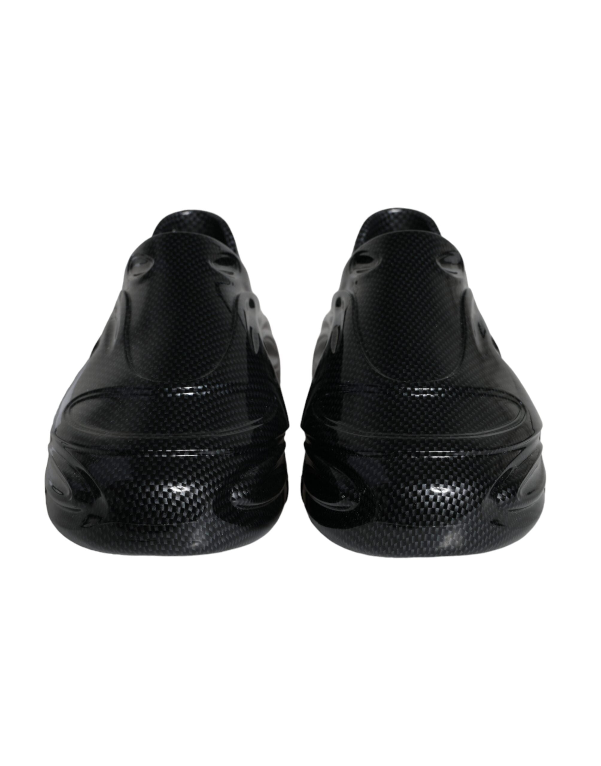 Black foiled rubber low-top men's sneakers by Dolce & Gabbana with sleek design and fashionable style.