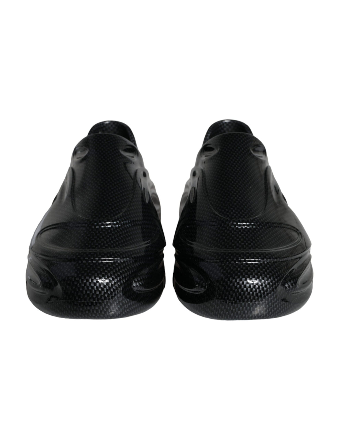 Black foiled rubber low-top men's sneakers by Dolce & Gabbana with sleek design and fashionable style.