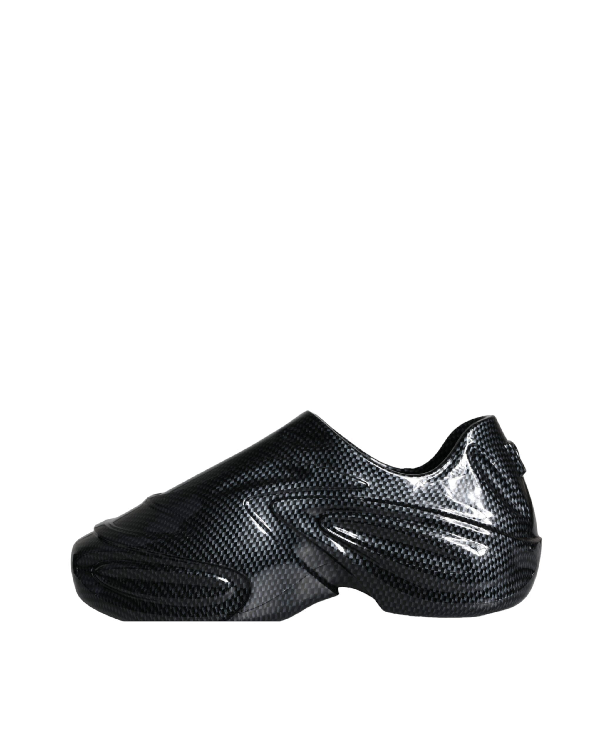 Black foiled rubber low top men's sneakers by Dolce & Gabbana with sleek design and modern style.