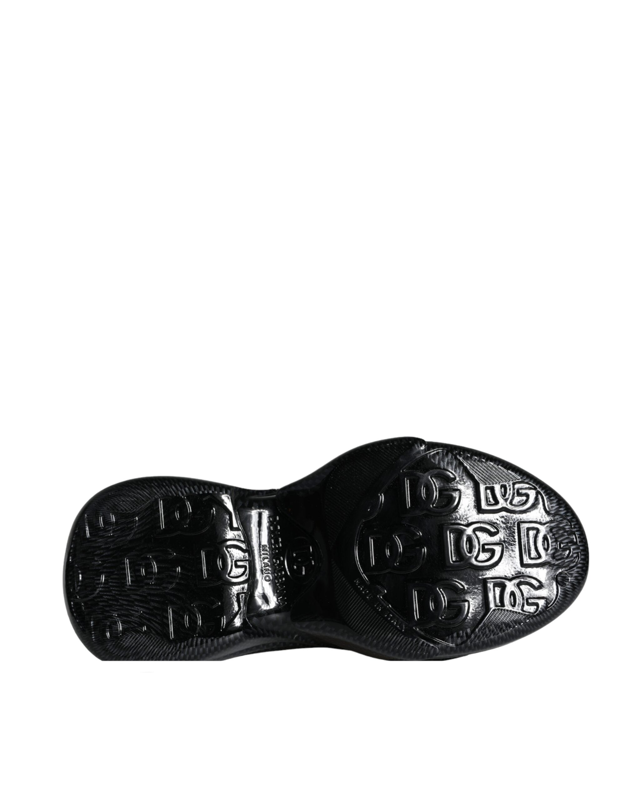 Black foiled rubber low-top men's sneakers by Dolce & Gabbana with sleek design and rubber outsole, stylish and comfortable footwear.