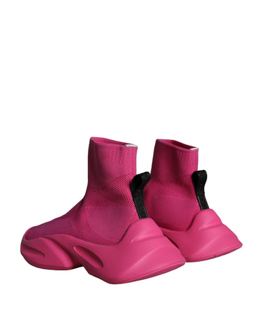 Pink logo print slip-on sneakers by Dolce & Gabbana with casual sneaker design and branded details.