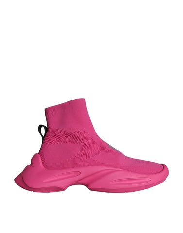 Pink Dolce & Gabbana slip-on sneakers with logo print and casual sneaker design, featuring a sleek and stylish look.