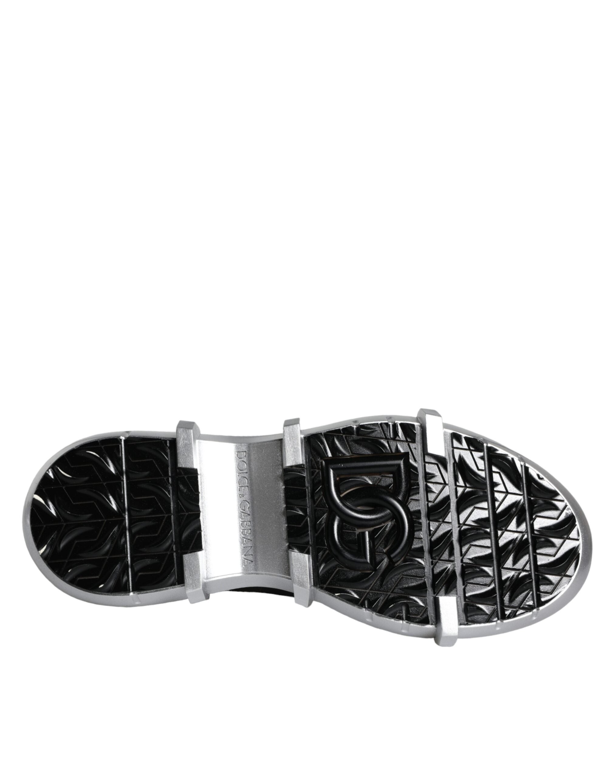 Black nylon Dolce & Gabbana Galileo high top sneakers with white rubber soles and lace-up design.