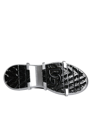 Black nylon Dolce & Gabbana Galileo high top sneakers with white rubber soles and lace-up design.
