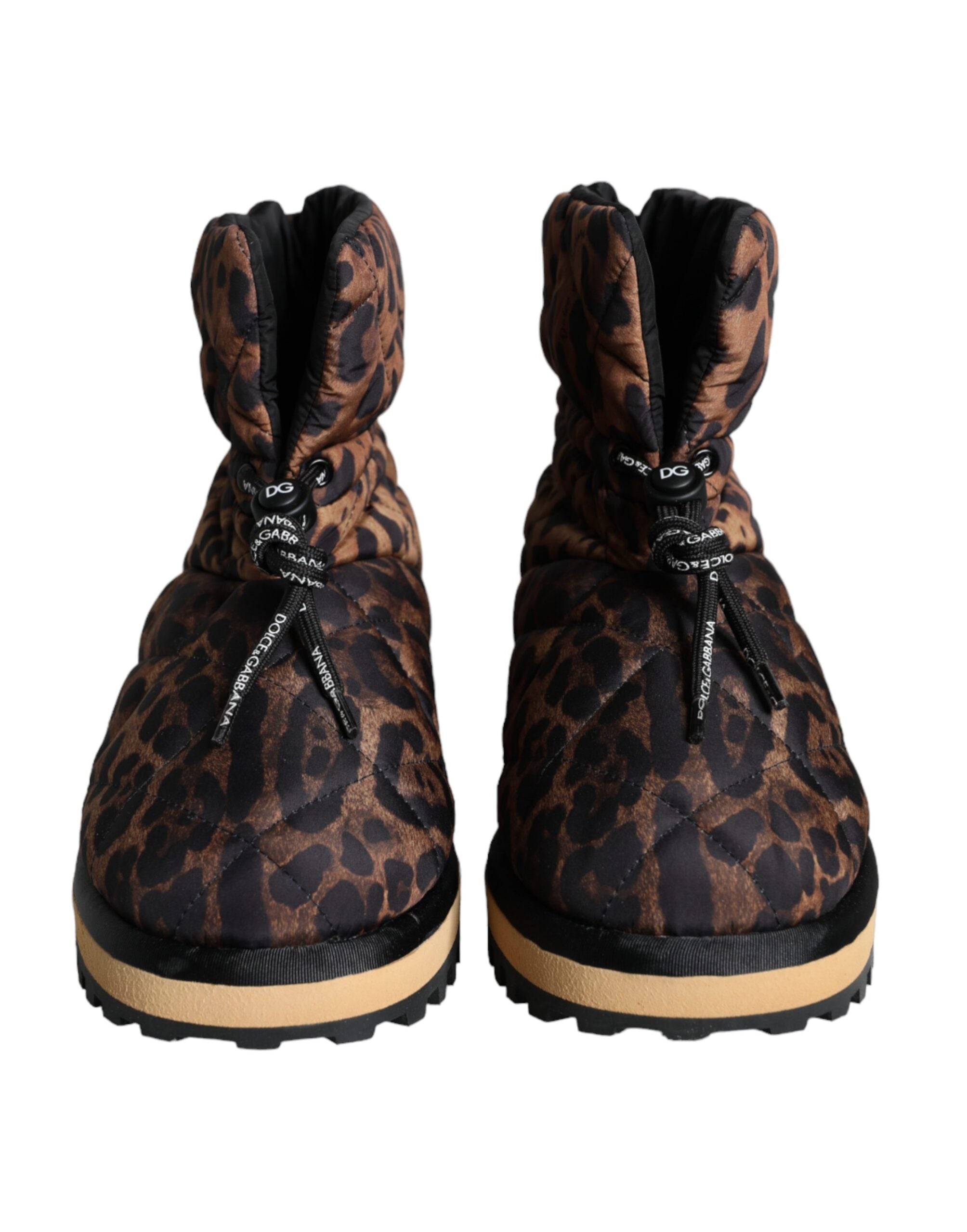 Dolce & Gabbana brown leopard ankle boots with padded design and stylish pointed toes, perfect for fashionable footwear.