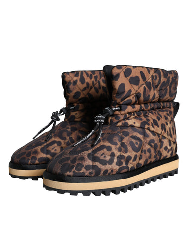 Dolce & Gabbana brown leopard ankle boots with padded shoes and stylish design, featuring a leopard print pattern and ankle-high fit.
