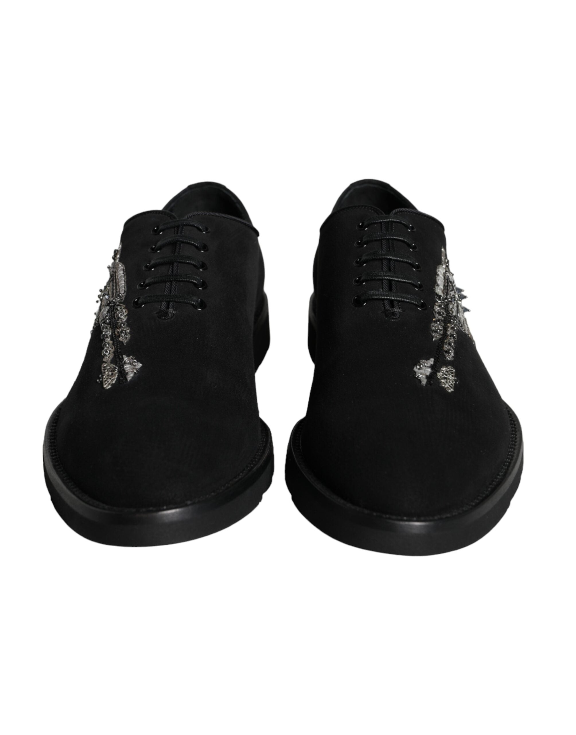 Black suede Sicilia lace-up formal shoes by Dolce & Gabbana, featuring sleek design and elegant craftsmanship.