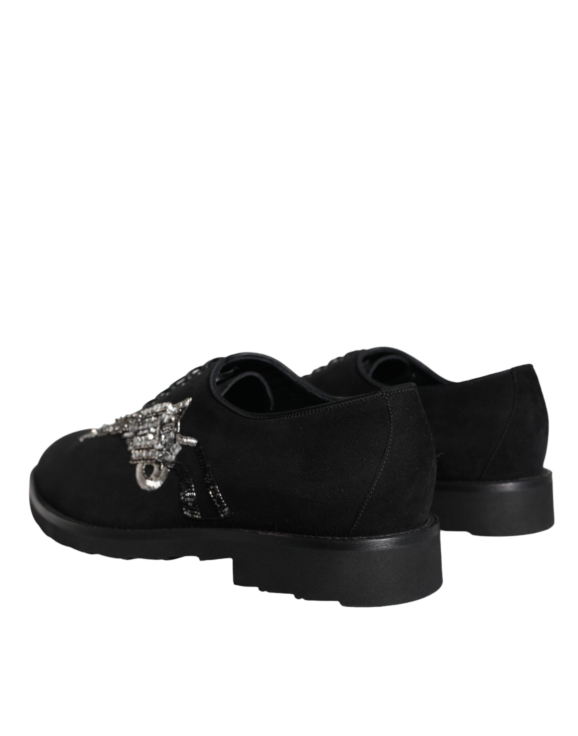 Black suede Sicilia lace-up formal shoes by Dolce & Gabbana, featuring sleek design and classic craftsmanship.