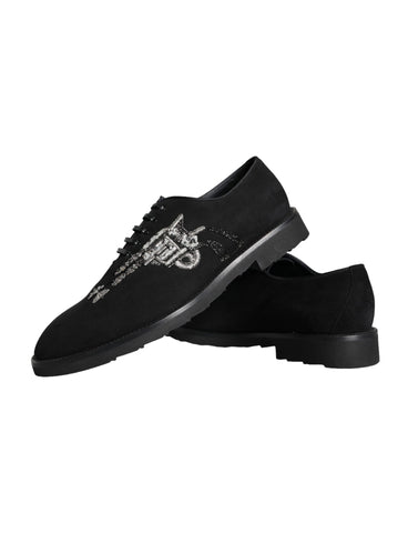 Black suede Sicily lace-up formal shoes by Dolce & Gabbana, showcasing sleek design and elegant craftsmanship.