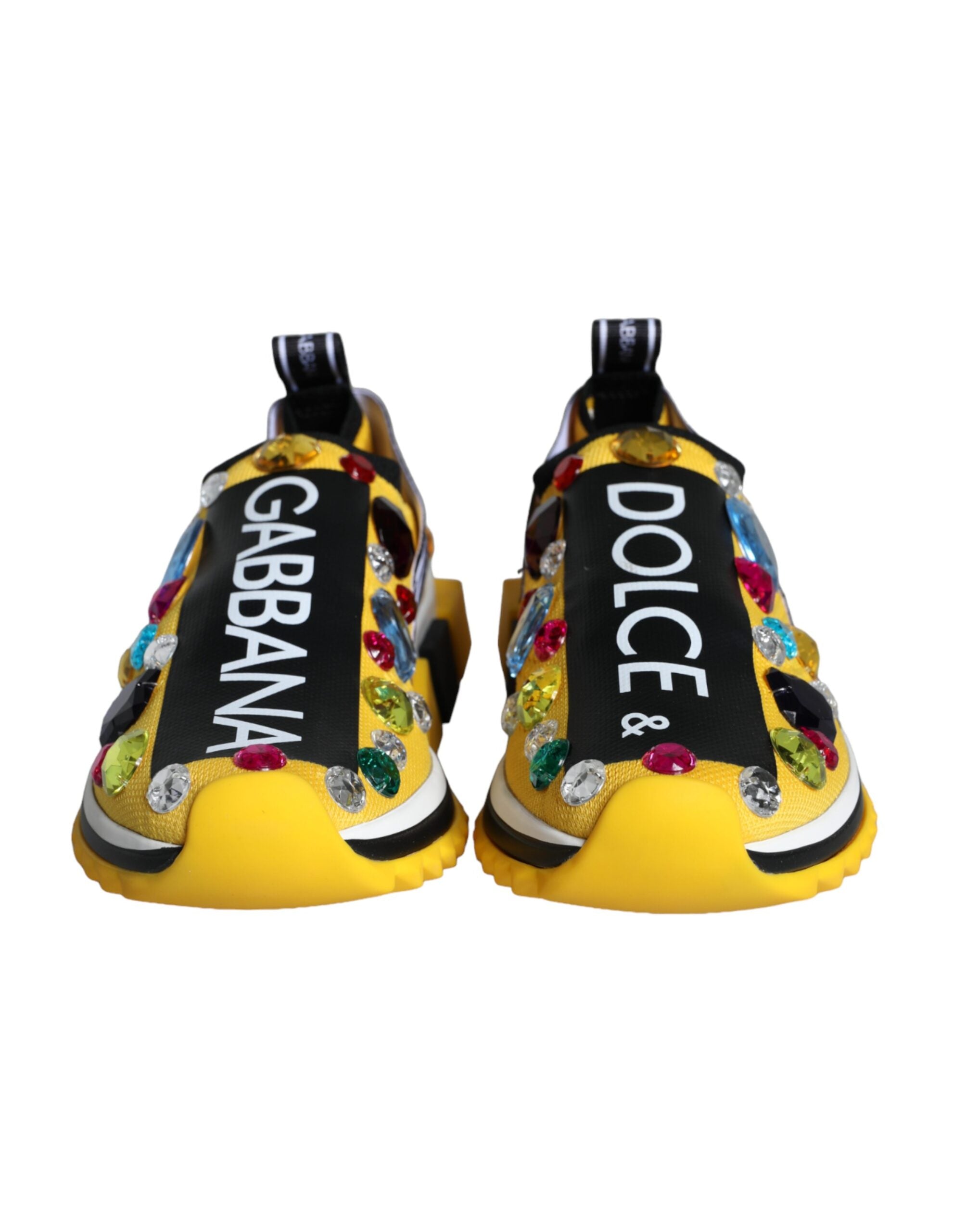 Yellow Sorrento Crystals Sneakers for women by Dolce & Gabbana featuring crystal embellishments and a stylish casual design.