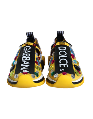 Yellow Sorrento Crystals Sneakers for women by Dolce & Gabbana featuring crystal embellishments and a stylish casual design.