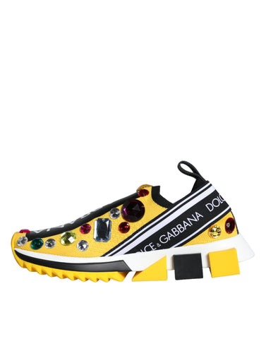 Yellow Sorrento Crystals sneakers for women by Dolce & Gabbana, featuring crystal embellishments and stylish design.