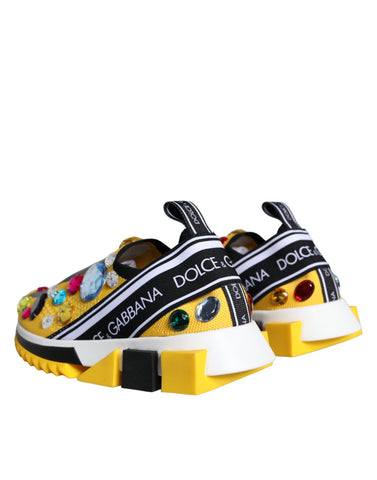 Yellow Sorrento Crystals sneakers for women by Dolce & Gabbana, featuring crystal accents and stylish design.
