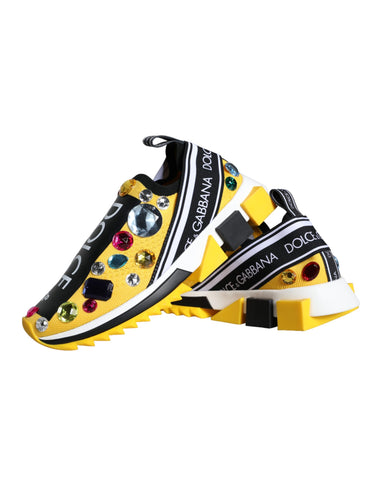 Yellow Sorrento Crystals sneakers for women by Dolce & Gabbana, featuring crystal embellishments and stylish sneaker design.
