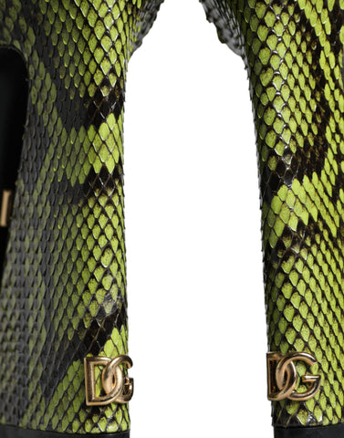 Green exotic leather ankle strap heels sandals by Dolce & Gabbana with stiletto heels and elegant design