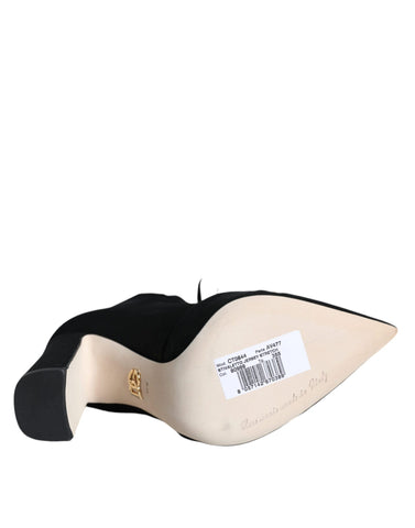 Black jersey stretch ankle booties shoes by Dolce & Gabbana, featuring sleek design and modern ankle-high style.
