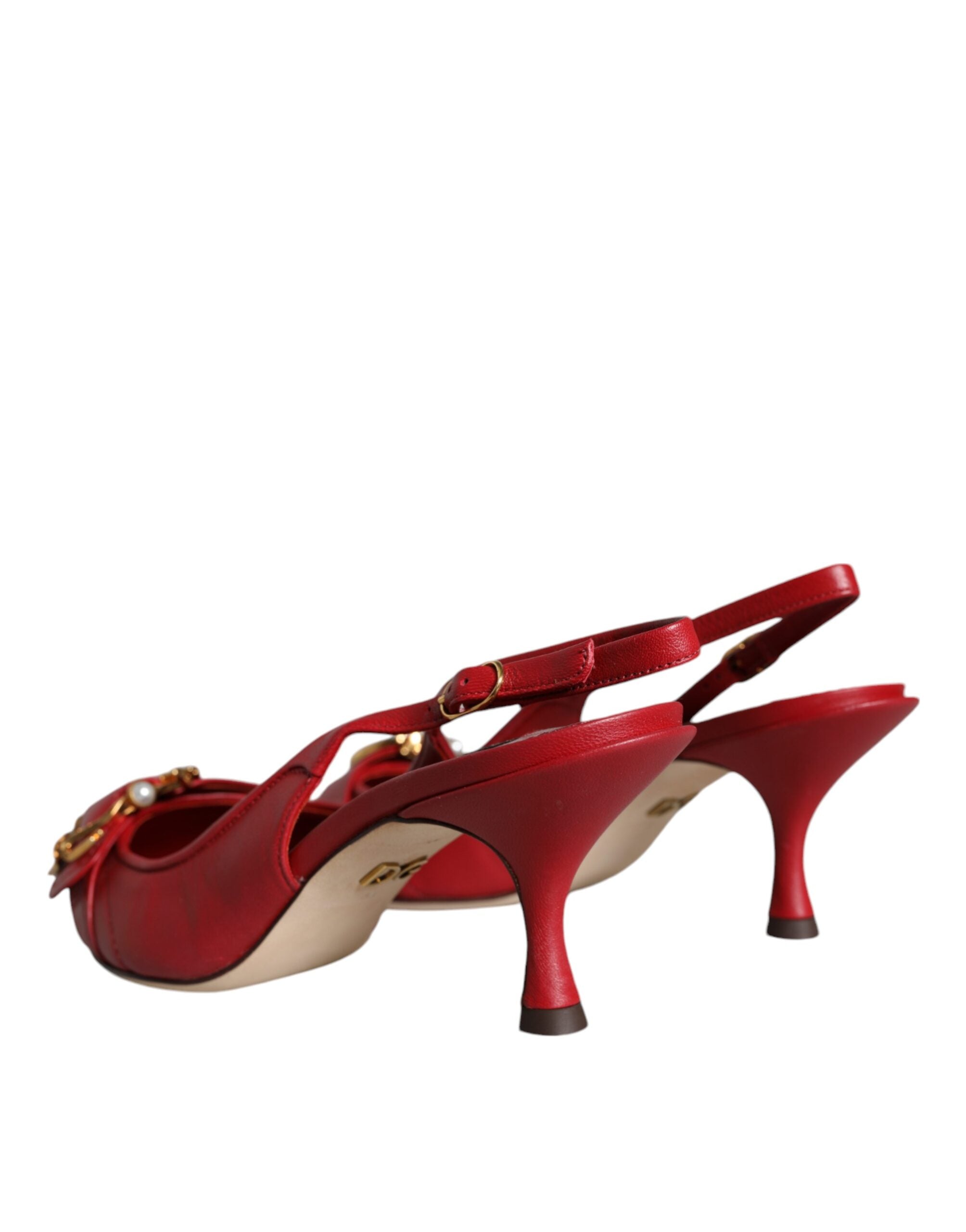Red Devotion leather slingback heels by Dolce & Gabbana, featuring a sleek design and elegant pointed toe.