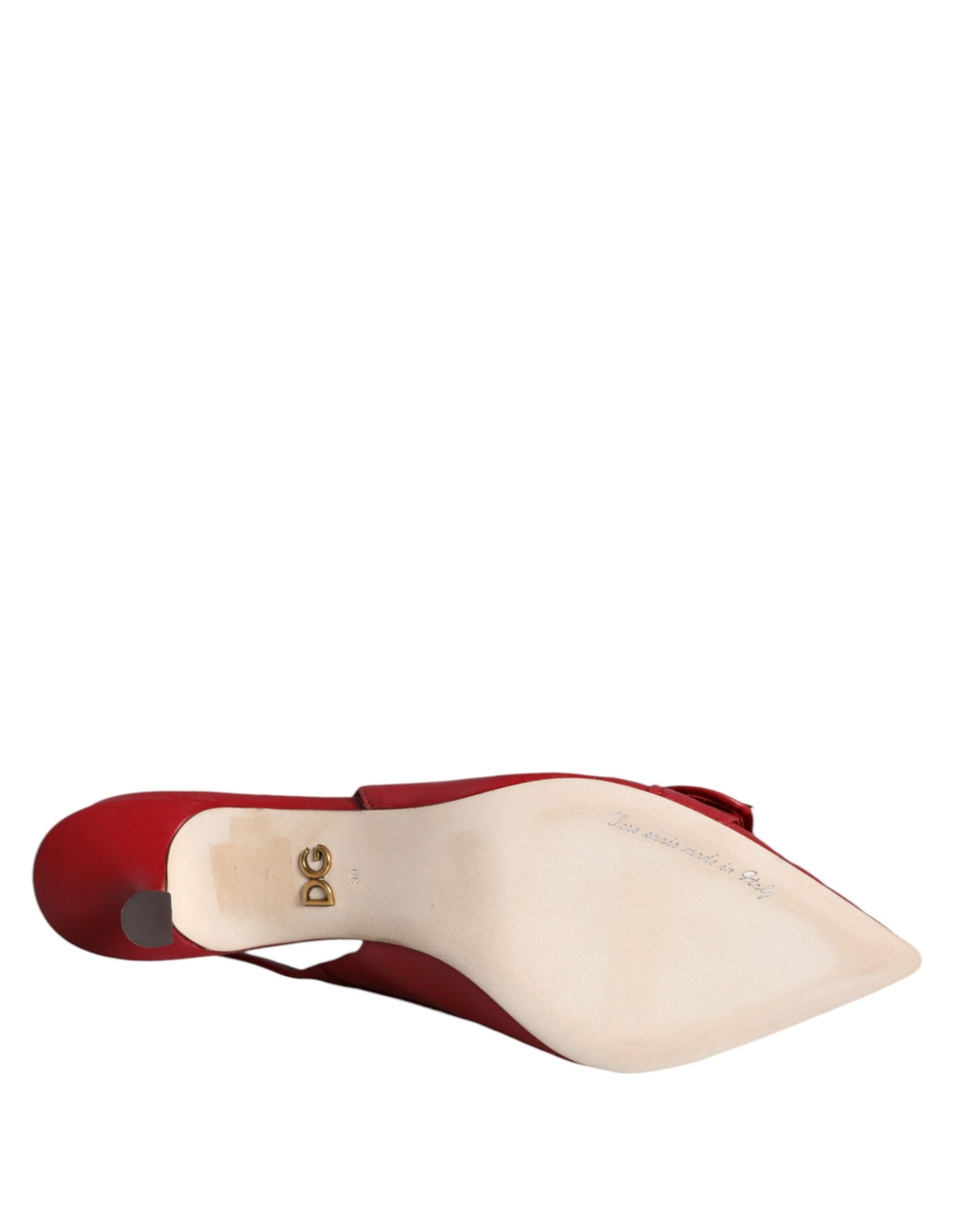 Red Devotion leather slingback heels by Dolce & Gabbana, featuring pointed toes and elegant design.
