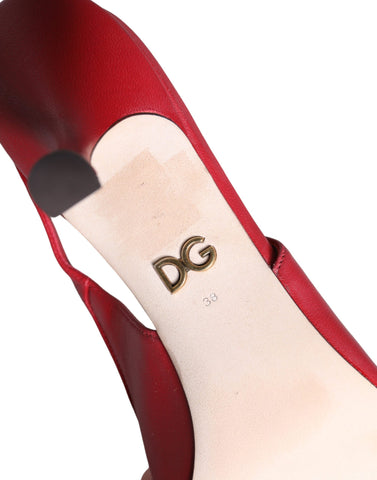 Red Devotion leather slingback heels by Dolce & Gabbana featuring pointed toes and elegant design.