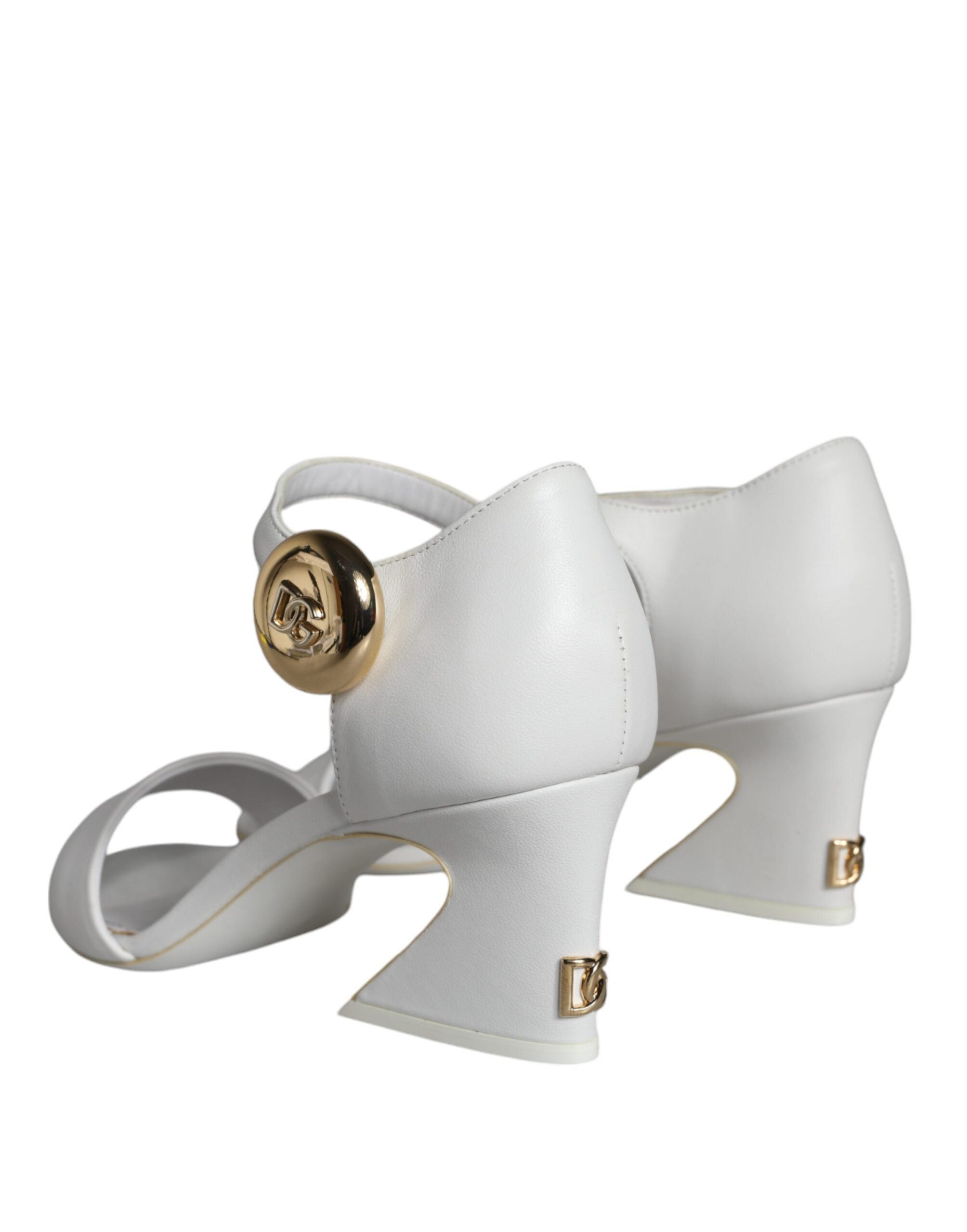 White leather Keira sandals by Dolce & Gabbana featuring sleek heels and elegant design.