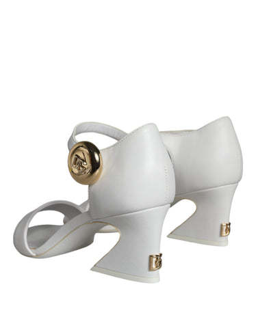 White leather Keira sandals by Dolce & Gabbana featuring sleek heels and elegant design.