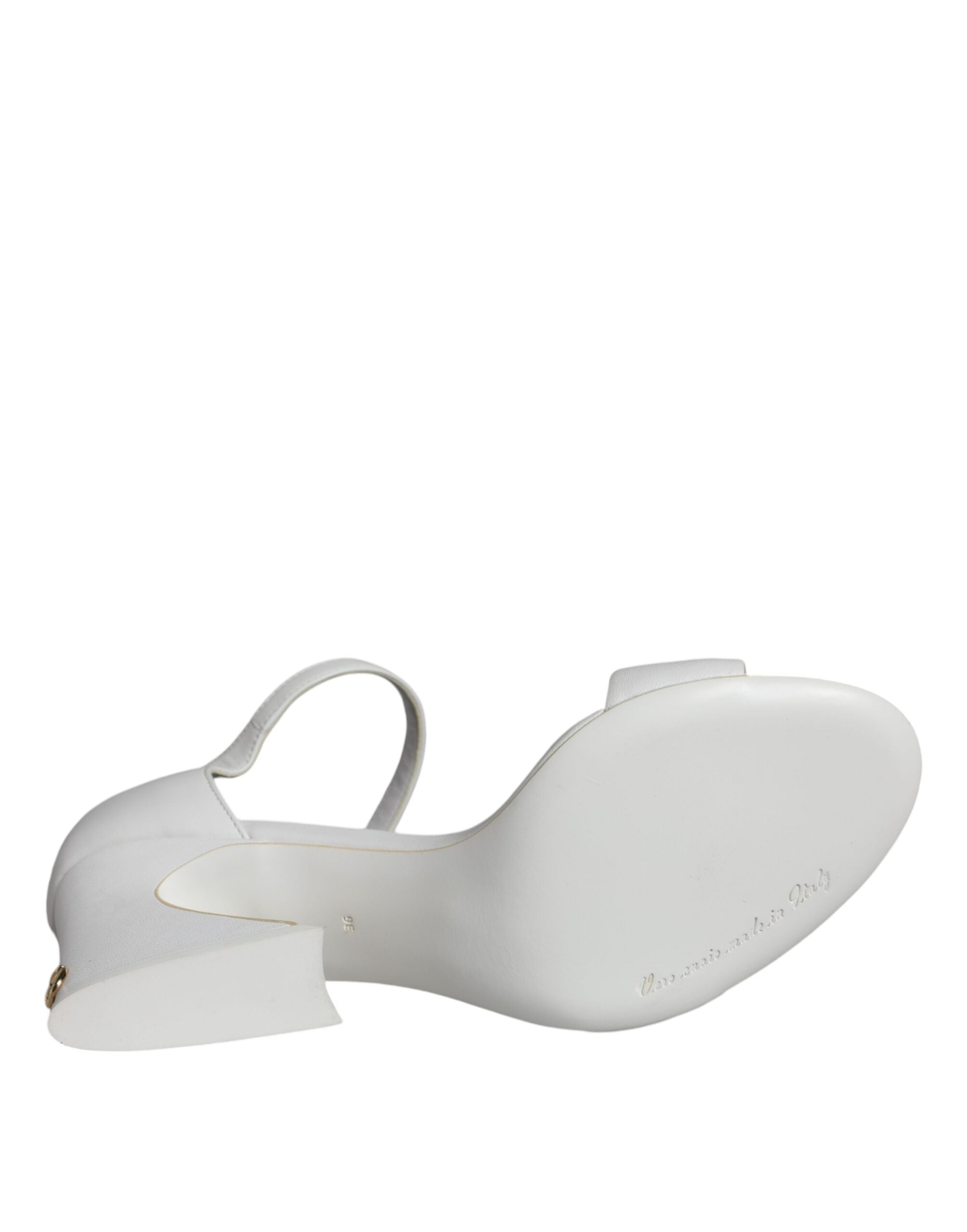 White leather Keira sandals by Dolce & Gabbana with open-toe design and elegant heel, perfect for stylish summer footwear.