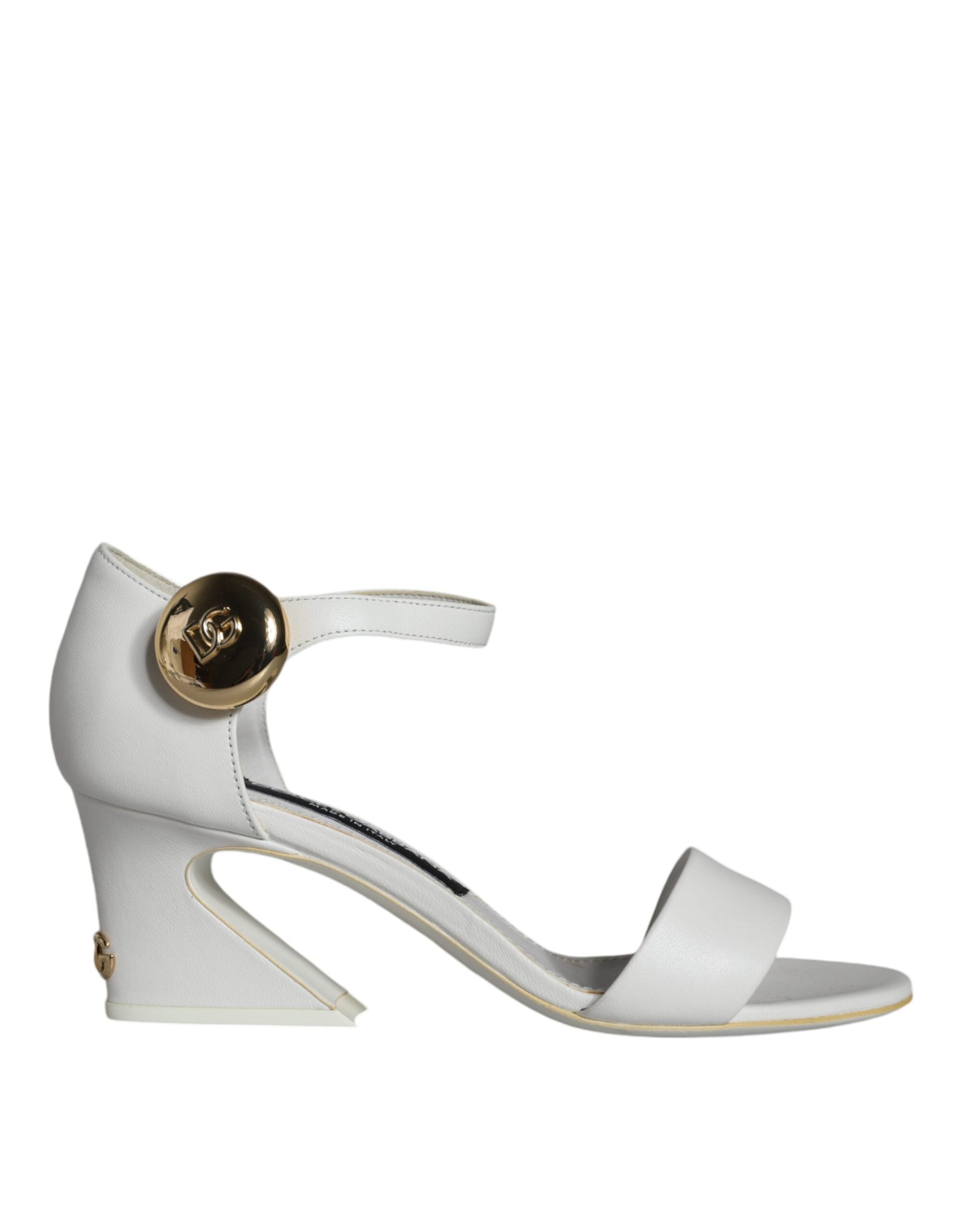 White leather Keira sandals with high heels from Dolce & Gabbana, featuring elegant straps and a sleek design.