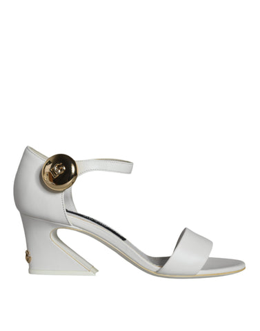 White leather Keira sandals with high heels from Dolce & Gabbana, featuring elegant straps and a sleek design.