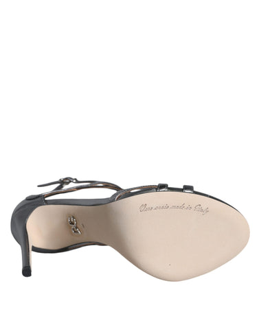 Silver Keira leather heels sandals by Dolce & Gabbana with sleek straps and a stylish open-toe design.