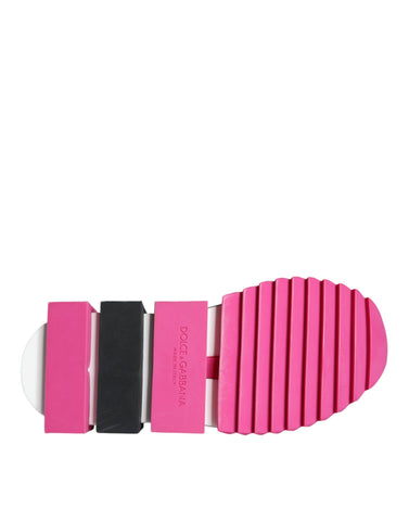 Pink Sorrento Crystals Low Top Sneakers by Dolce & Gabbana with crystal embellishments and white rubber soles.